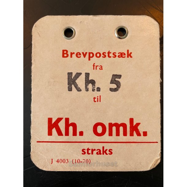 Brevpostsk mrke fra Kh. 5 - til Kh. omk. - straks