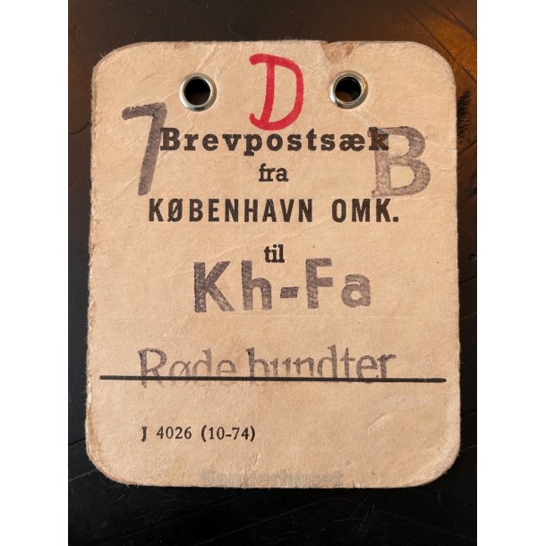 Brevpostsk mrke fra B - KBENHAVN OMK. - Til Kh.- Fa - Rde bundter
