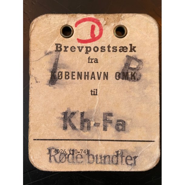 Brevpostsk mrke fra B - KBENHAVN OMK. - Til Kh.- Fa - Rde bundter