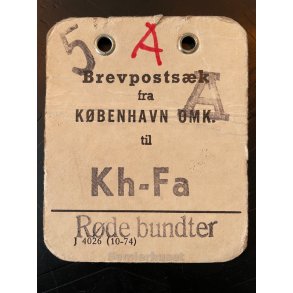 Brevpostsk mrke fra 5 -  A - KBENHAVN OMK. - Til Kh.- Fa - Rde bundter