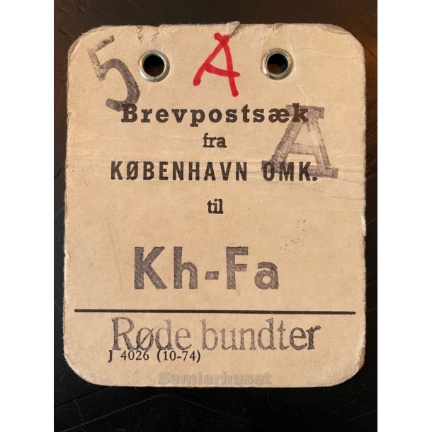 Brevpostsk mrke fra 5 -  A - KBENHAVN OMK. - Til Kh.- Fa - Rde bundter