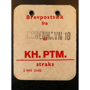 Brevpostsk mrke fra Kbenhavn 10 - til KH. PTM. - Straks