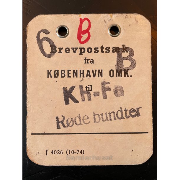 Brevpostsk mrke fra 6 - B - KBENHAVN OMK. - Til Kh.- Fa - Rde bundter
