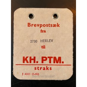 Brevpostsk mrke fra 2730 Herlev - til KH. PTM. - straks