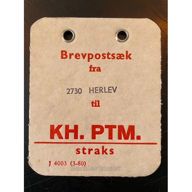 Brevpostsk mrke fra 2730 Herlev - til KH. PTM. - straks