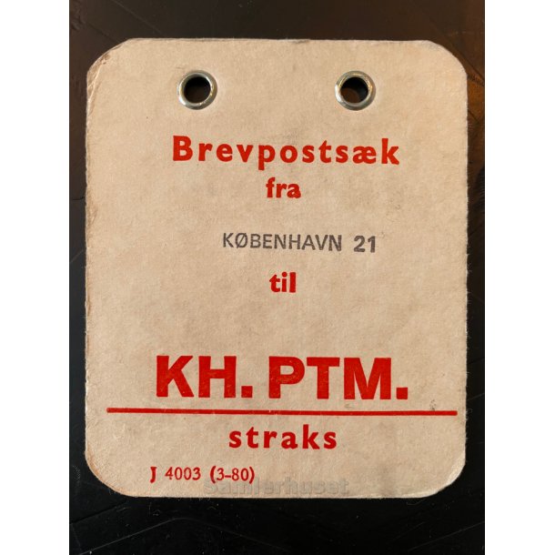 Brevpostsk mrke fra Kbenhavn 21 - til KH. PTM. - Straks