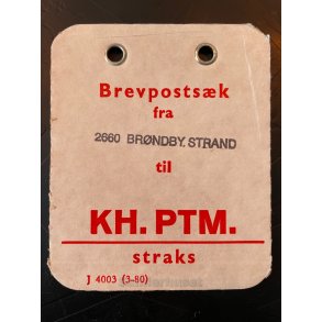 Brevpostsk mrke fra 2660 Brndby Strand - til KH. PTM. - Straks
