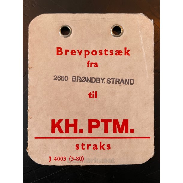 Brevpostsk mrke fra 2660 Brndby Strand - til KH. PTM. - Straks