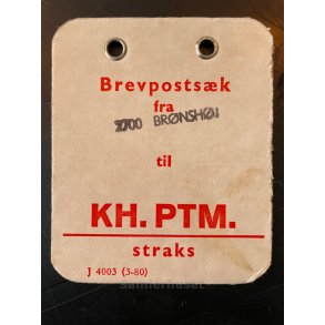 Brevpostsk mrke fra 2700 Brnshj - til KH. PTM. - Straks