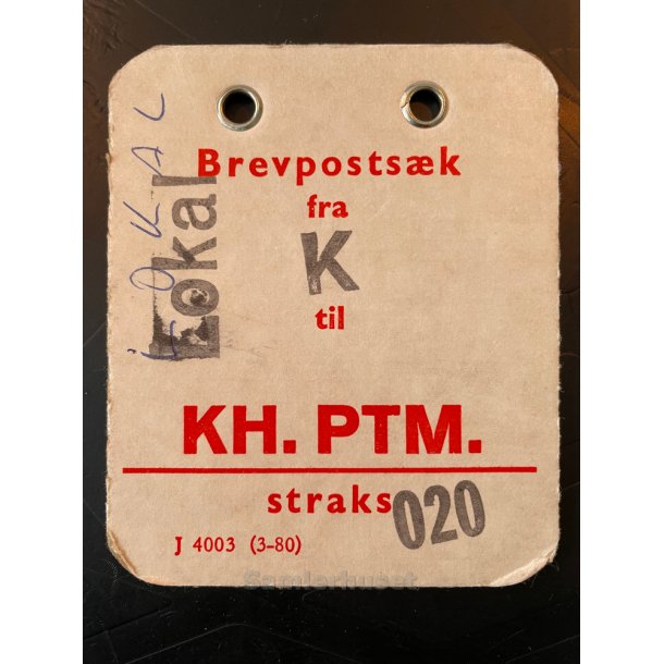 Brevpostsk mrke fra Lokal K - 020 - til KH. PTM. - Straks