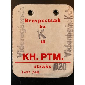 Brevpostsk mrke fra Videregende K - 020 - til KH. PTM. - Straks