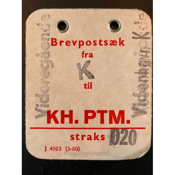 Brevpostsk mrke fra Videregende K - 020 - til KH. PTM. - Straks