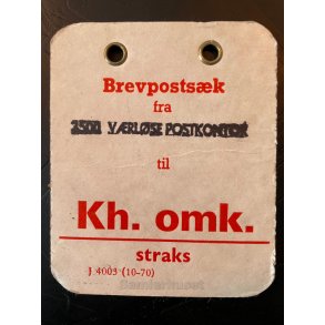 Brevpostsk mrke fra 3500 Vrlse Postkontor - til Kh. omk. - Straks