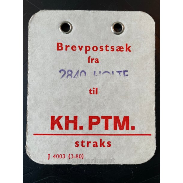 Brevpostsk mrke fra 2840 Holte - til KH. PTM. - straks
