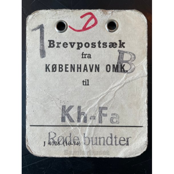 Brevpostsk mrke fra 7 - B - KBENHAVN OMK. - Til Kh.- Fa - Rde bundter