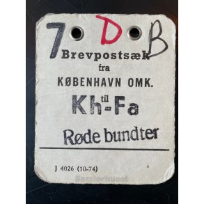 Brevpostsk mrke fra 7 - B - KBENHAVN OMK. - Til Kh.- Fa - Rde bundter