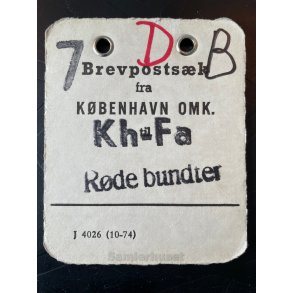 Brevpostsk mrke fra 7 - B - KBENHAVN OMK. - Til Kh.- Fa - Rde bundter