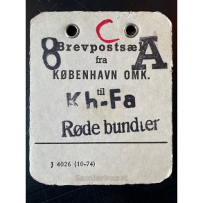 Brevpostsk mrke fra 8 - A - KBENHAVN OMK. - Til Kh.- Fa - Rde bundter