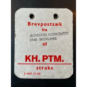 Brevpostsk mrke fra Skovlunde Postkontor - 2740 Skovlunde - til KH. PTM. - Straks