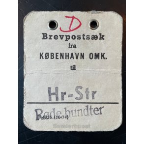 Brevpostsk mrke fra KBENHAVN OMK. - Til Hr. - Str - Rde bundter