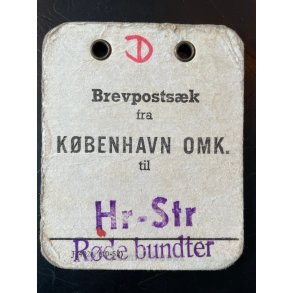 Brevpostsk mrke fra KBENHAVN OMK. - Til Hr. - Str - Rde bundter