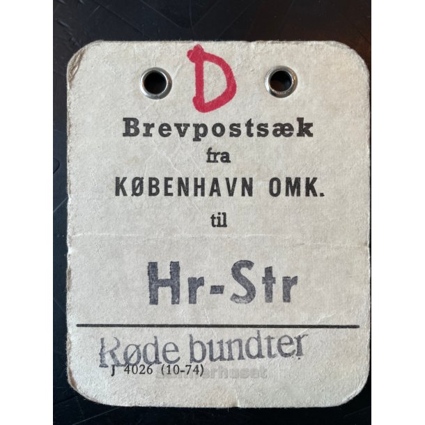 Brevpostsk mrke fra KBENHAVN OMK. - Til Hr. - Str - Rde bundter