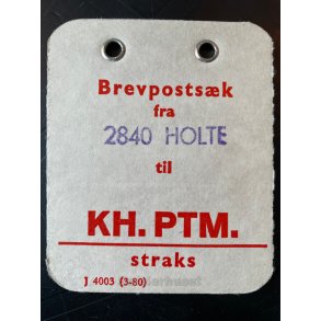 Brevpostsk mrke fra 2840 Holte - til KH. PTM. - straks