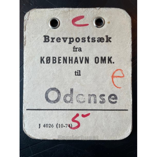 Brevpostsk mrke fra KBENHAVN OMK. - Til Odense