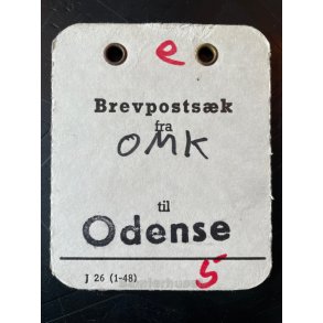 Brevpostsk mrke fra OMK. - Til Odense