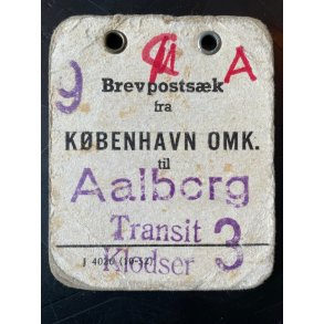 Brevpostsk mrke fra KBENHAVN OMK. - Til Aalborg - Transit - Klodser