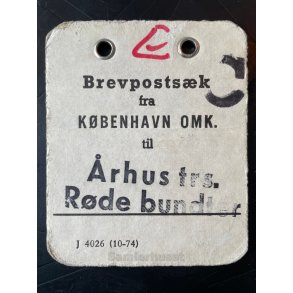 Brevpostsk mrke fra KBENHAVN OMK. - Til rhus trs. - Rde bundter