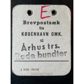 Brevpostsk mrke fra KBENHAVN OMK. - Til rhus trs. - Rde bundter