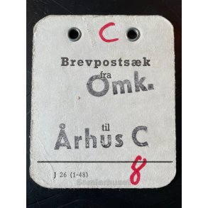 Brevpostsk mrke fra OMK. - Til rhus C.