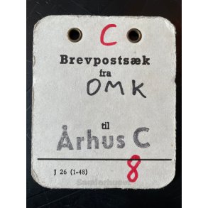 Brevpostsk mrke fra OMK. - Til rhus C.