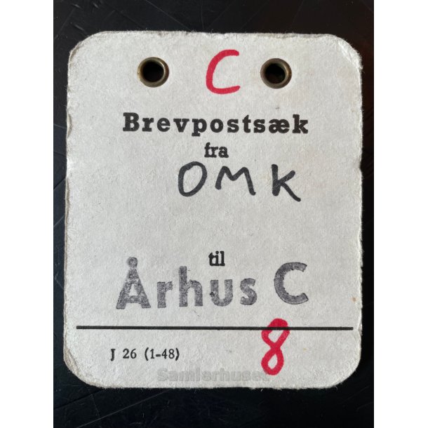 Brevpostsk mrke fra OMK. - Til rhus C.