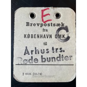 Brevpostsk mrke fra KBENHAVN OMK. - Til rhus trs. - Rde bundter