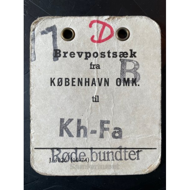 Brevpostsk mrke fra 7 - KBENHAVN OMK. - Til Kh. - Fa. - Rde bundter