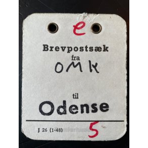  Brevpostsk mrke fra OMK. - Til Odense