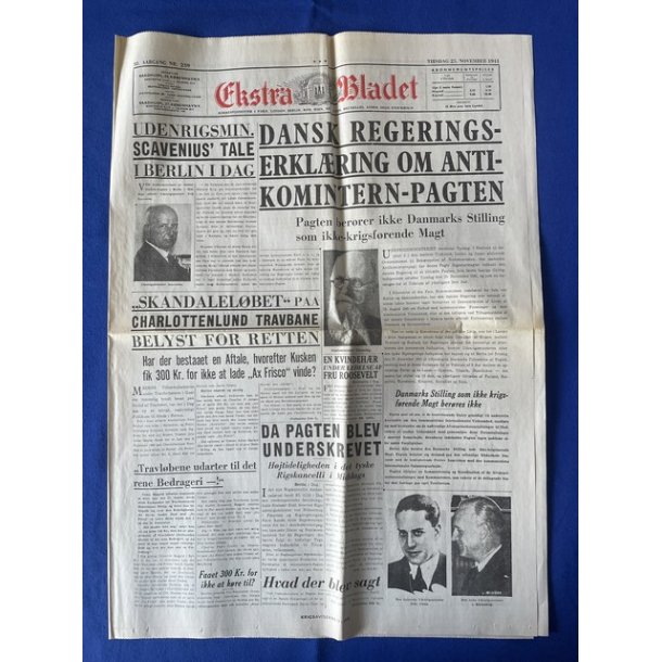 Avis - Ekstra Bladet - 25. November 1941 - Udenrigsminister Scavenius Tale i Berlin