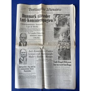 Avis - Berlingske Aftenavis - 21. Januar 1941 - Danmark tiltrder Anti - Kominterpagten