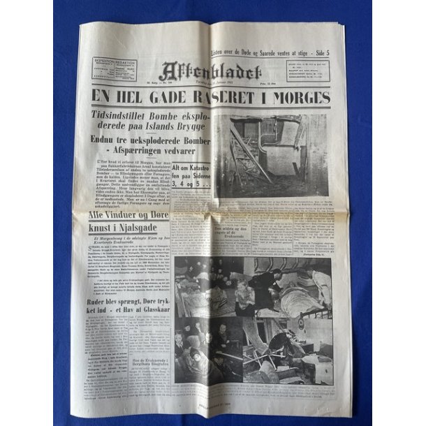 Avis - Aftenbladet - 28. Januar 1943 - En hel gade raseret i Morges