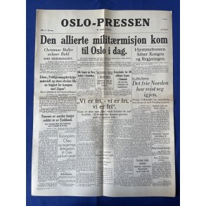 Avis - Oslo Pressen - Aften - 8. mai 1945 - Den Allierte militrmisjon kom til Oslo