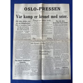 Avis - Oslo Pressen - 8. mai 1945 - Vr kamp er kronet med seier.