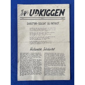 Illegalt Blad - Udkiggen - Foldet A4 ark. - Marts 1945