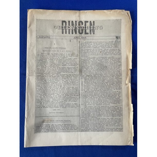 Illegalt Blad - Ringen Orientering - 2 A4 ark. - April 1945