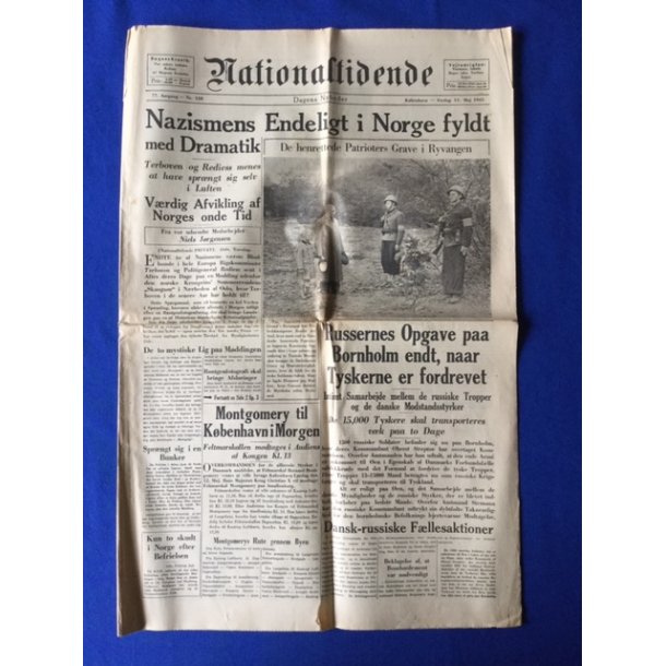 Avis - Nationaltidende - 11. Maj 1945 - Nazismens Endeligt i Norge !