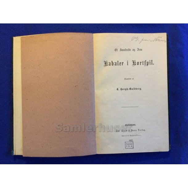 Kabaler i Kortspil 105 Stk. Hgh - Guldberg - 1867