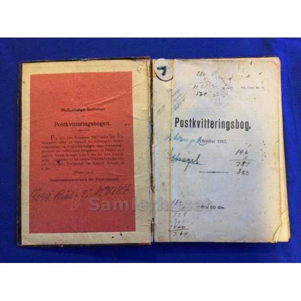 Postkviteringsbog Oktober 1917  - Til 1943