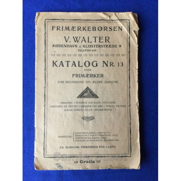 Frimrkebrsen V.Walter - Katalog Nr. 13 - Godt Brugt !