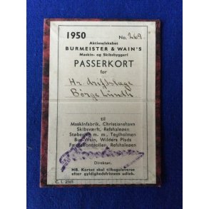 Burmeister & Wains Passerkort - 1950